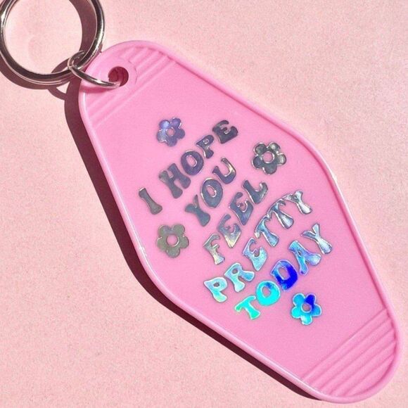 Positive Affirmations Keychain in Pink Reflective 3M - Picture 1 of 5